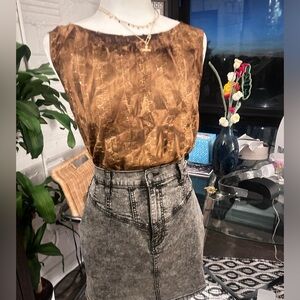 Brown Sequin Tie Dye Top